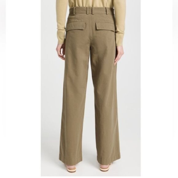 VINCE High-rise cotton twill wide-leg pants in Artichoke Size 12 - Picture 4 of 16